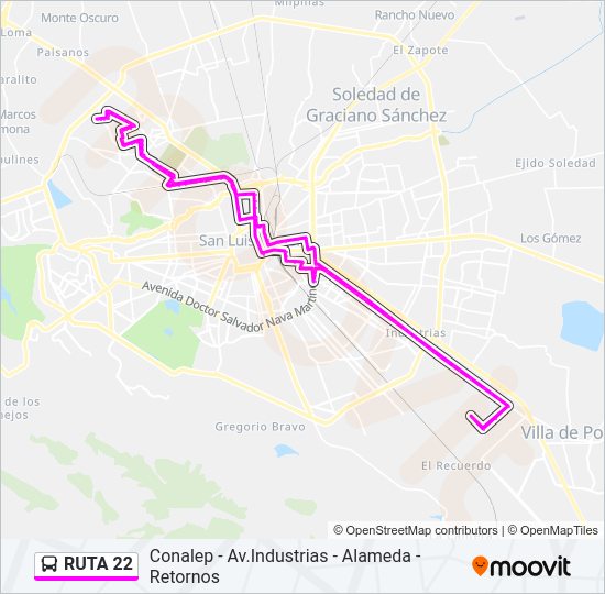 Mapa de RUTA 22 de autobús