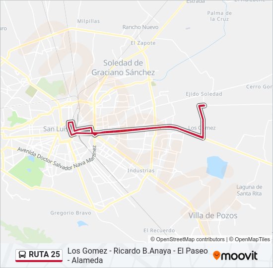 Mapa de RUTA 25 de autobús