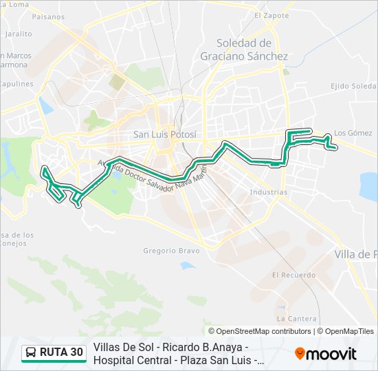 Mapa de RUTA 30 de autobús