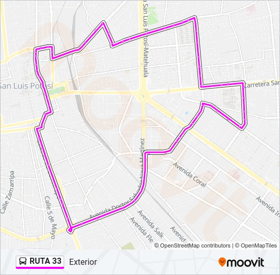 Mapa de RUTA 33 de autobús