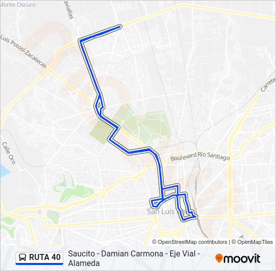 Mapa de RUTA 40 de autobús