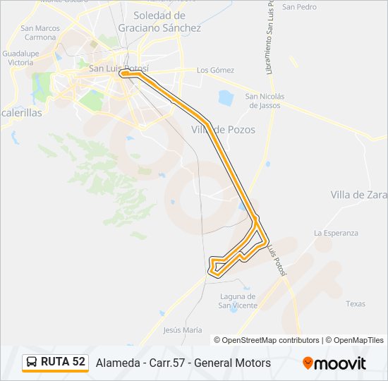 Mapa de RUTA 52 de autobús