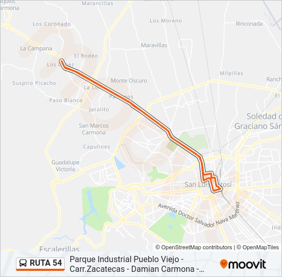 Mapa de RUTA 54 de autobús