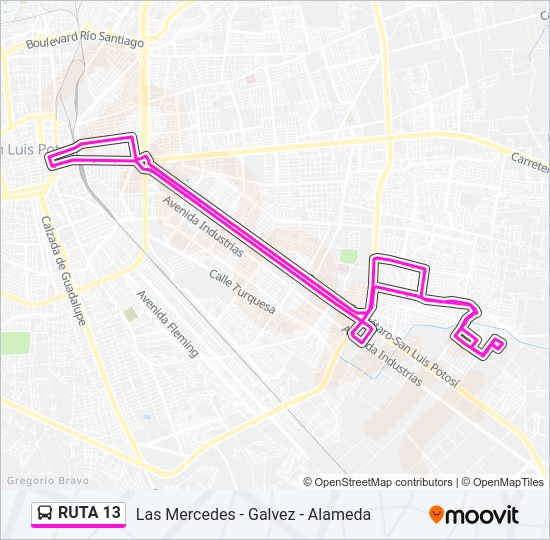 Mapa de RUTA 13 de autobús