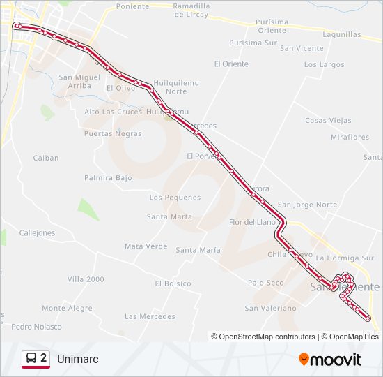 Mapa de 2 de autobús