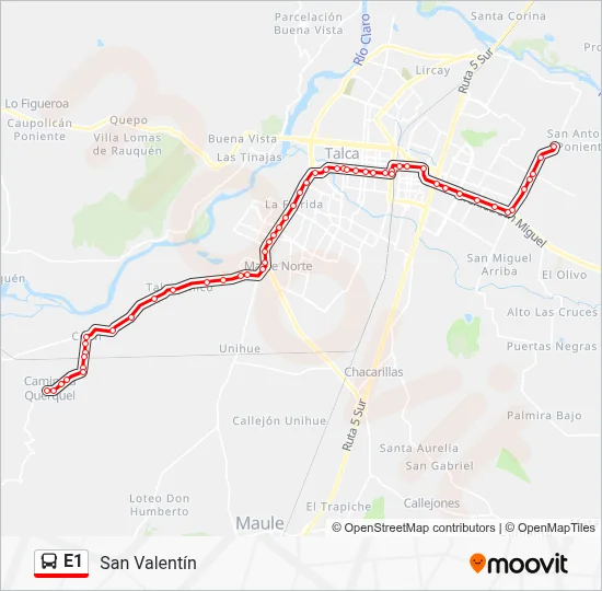 E1 Bus Line Map