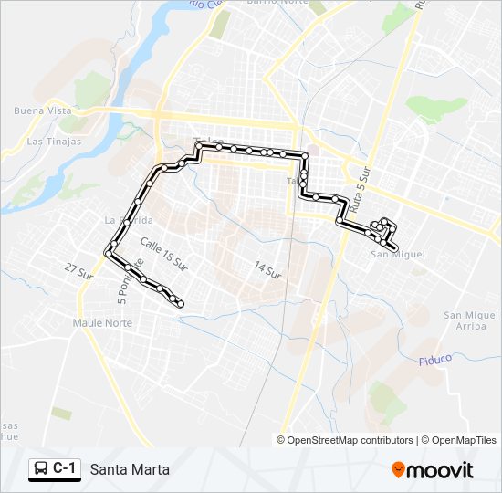 Mapa de C-1 de autobús