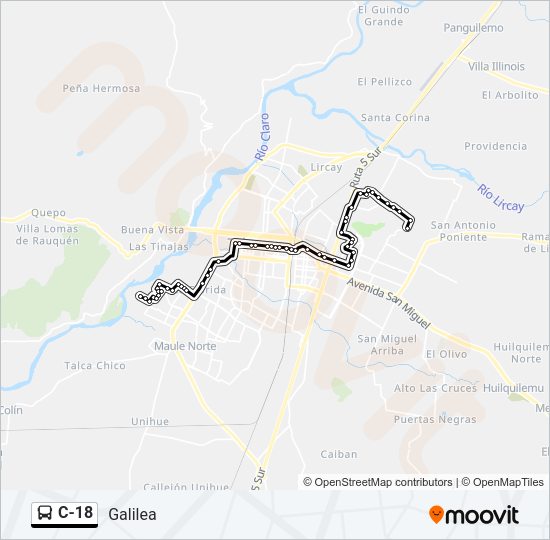 Mapa de C-18 de autobús