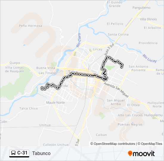 Mapa de C-31 de autobús