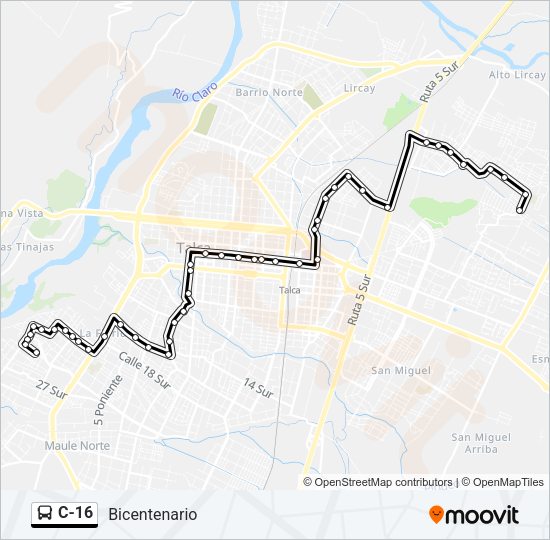 Mapa de C-16 de autobús