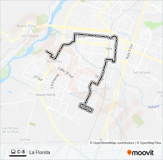 C-8 Bus Line Map