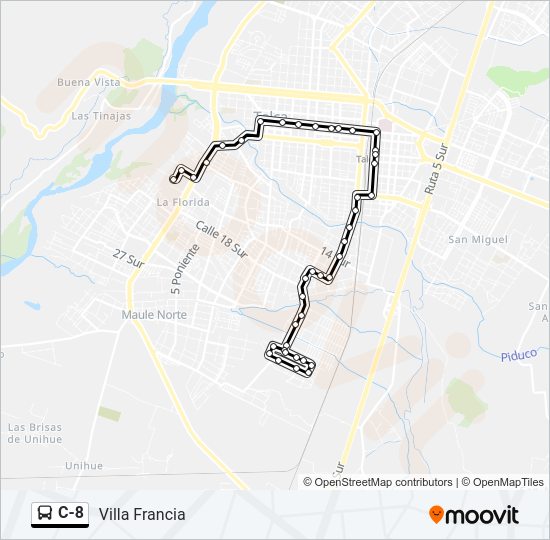 Mapa de C-8 de autobús