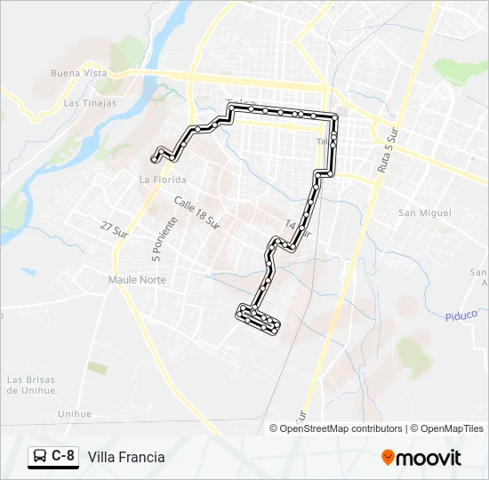 C-8 Bus Line Map