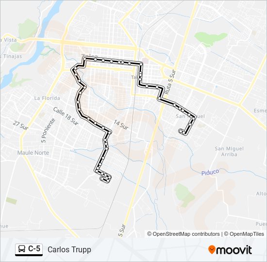 Mapa de C-5 de autobús