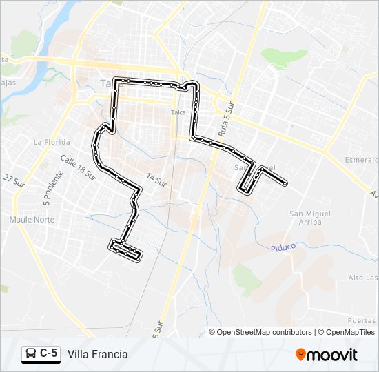 Mapa de C-5 de autobús