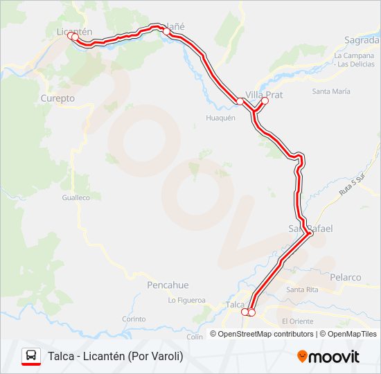 Mapa de LICANTÉN de autobús