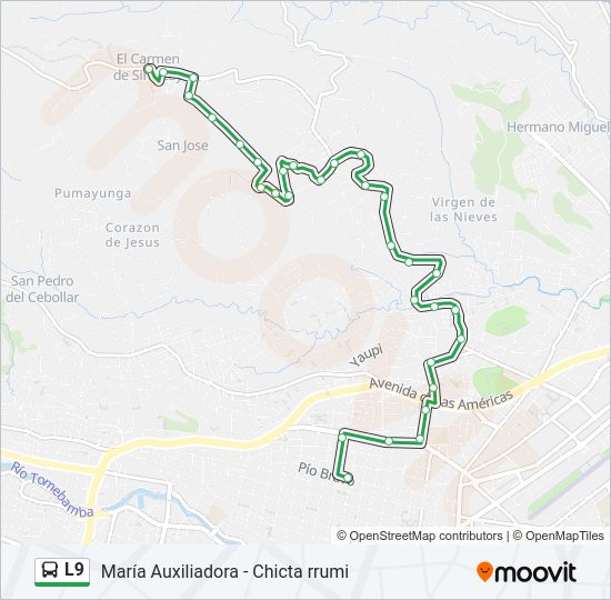 Mapa de L9 de autobús