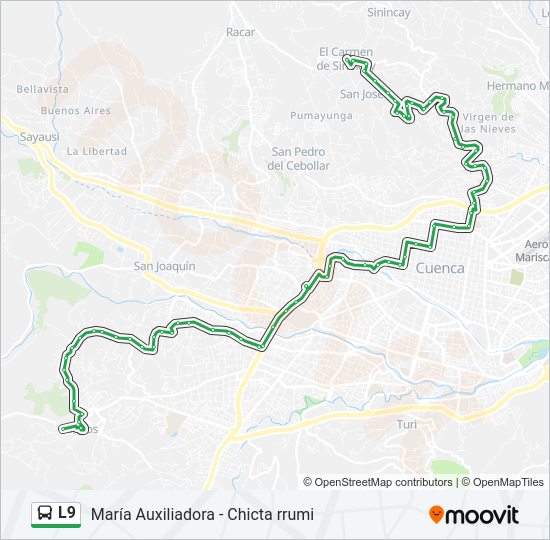 Mapa de L9 de autobús