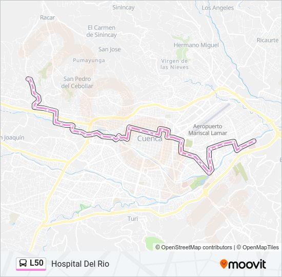 Mapa de L50 de autobús