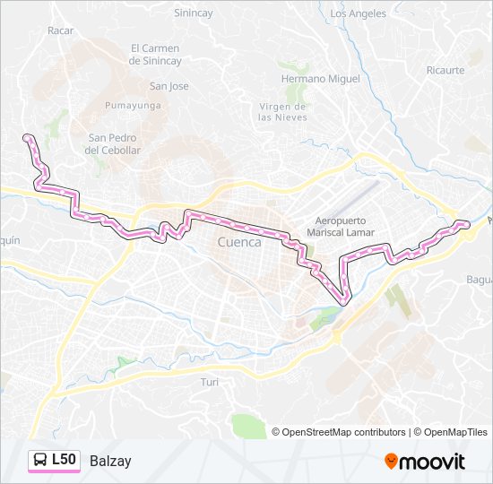 Mapa de L50 de autobús