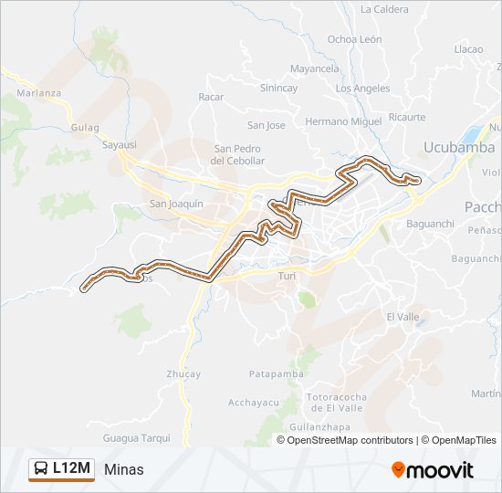 Mapa de L12M de autobús