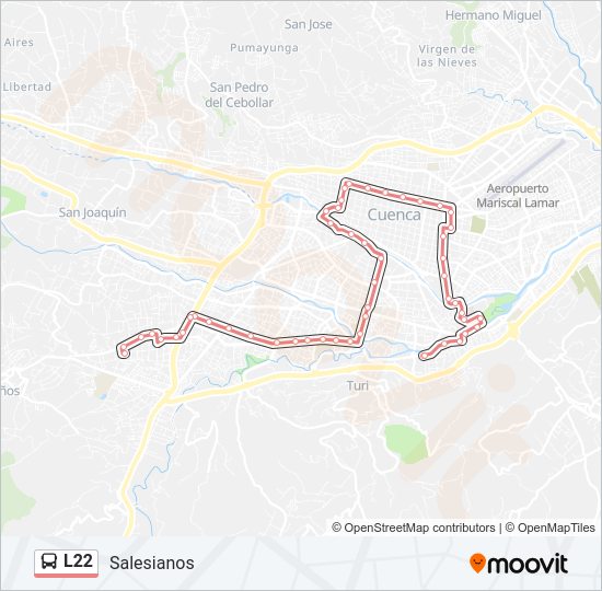 Mapa de L22 de autobús