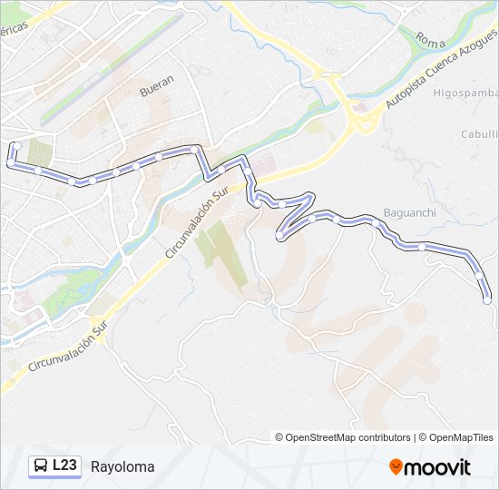 Mapa de L23 de autobús