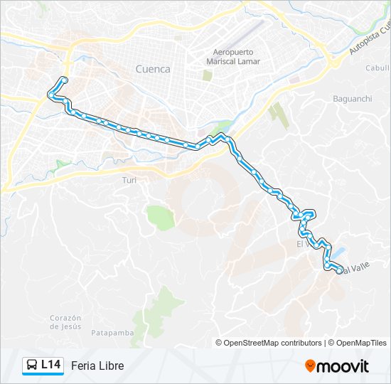 Mapa de L14 de autobús