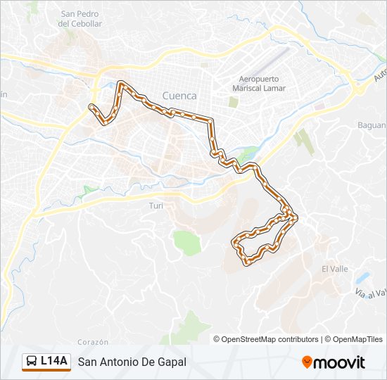 Mapa de L14A de autobús