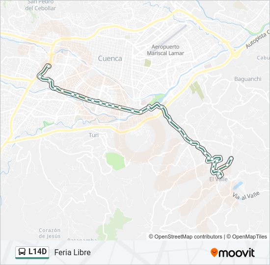 Mapa de L14D de autobús