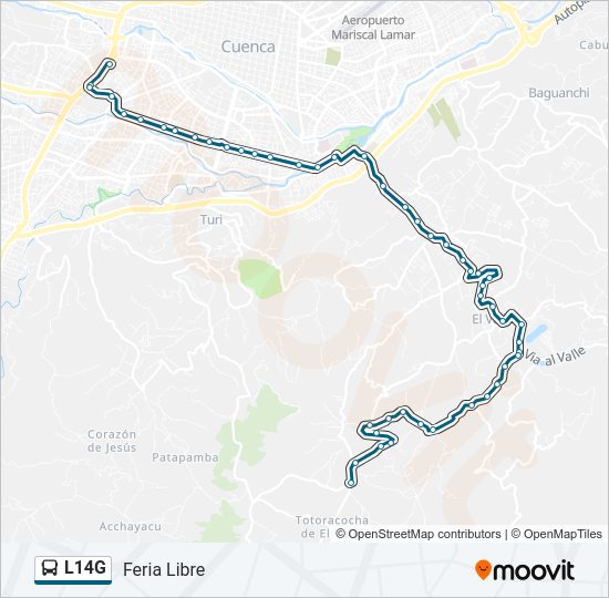Mapa de L14G de autobús