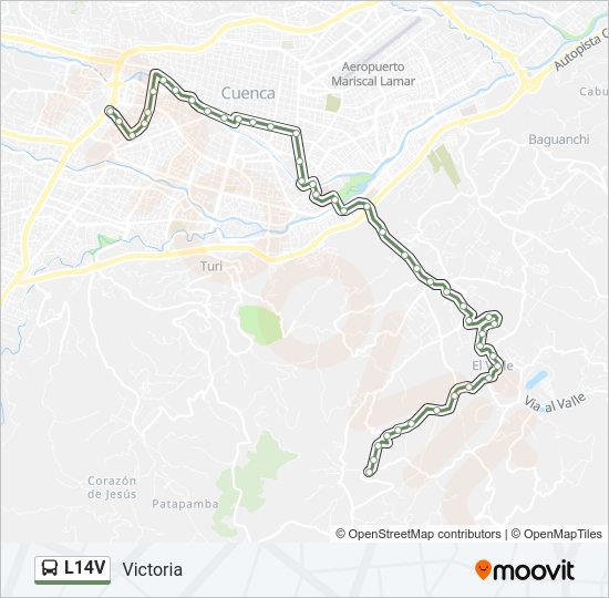 Mapa de L14V de autobús