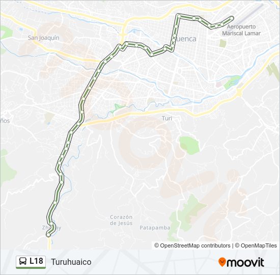Mapa de L18 de autobús