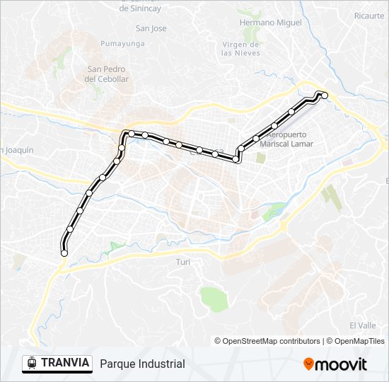 Mapa de TRANVIA de tren ligero