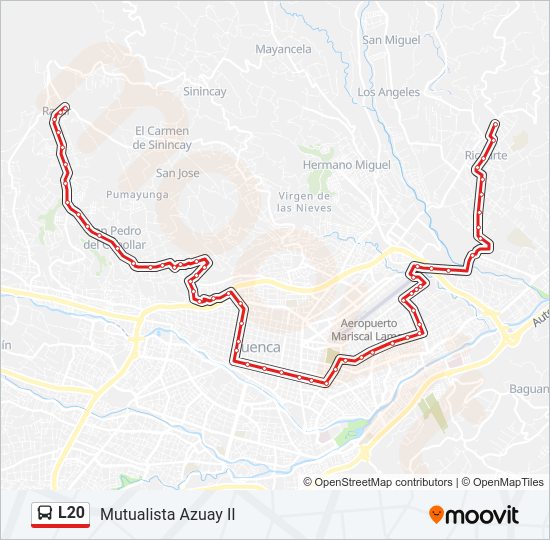 Mapa de L20 de autobús