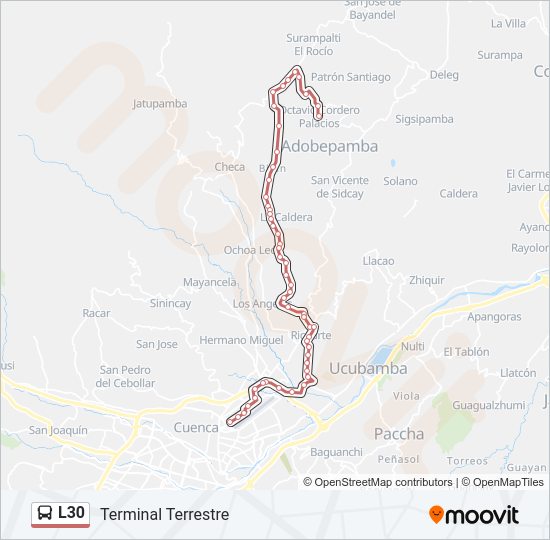 Mapa de L30 de autobús
