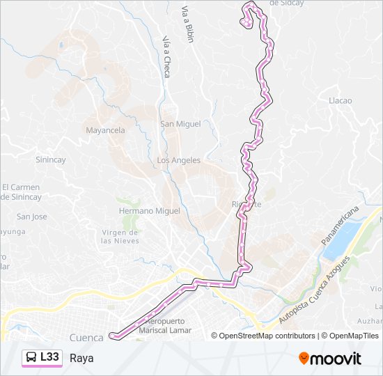 Mapa de L33 de autobús