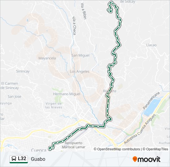 Mapa de L32 de autobús
