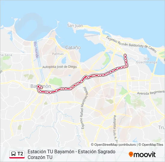 T2 Bus Line Map