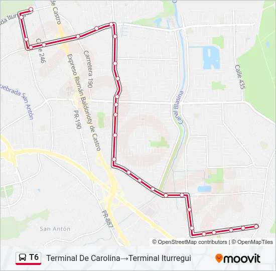 T6 Bus Line Map