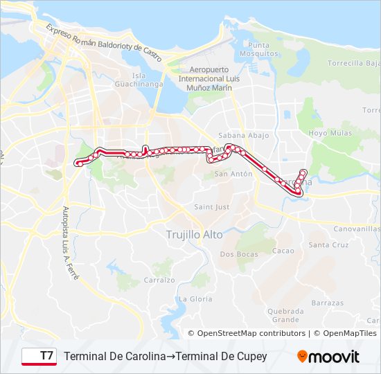 T7 bus Line Map