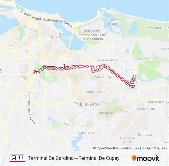 T7 Bus Line Map
