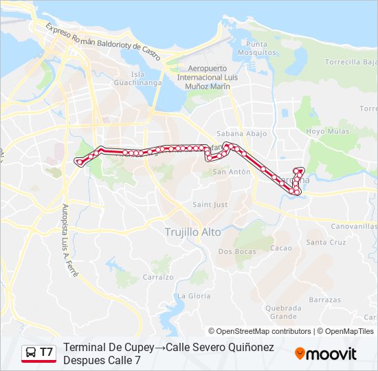 Mapa de T7 de autobús