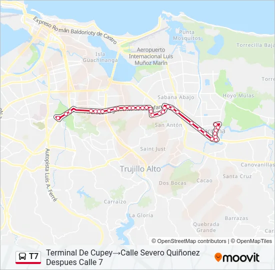 T7 Bus Line Map