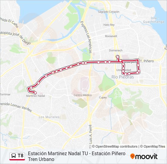 Mapa de T8 de autobús
