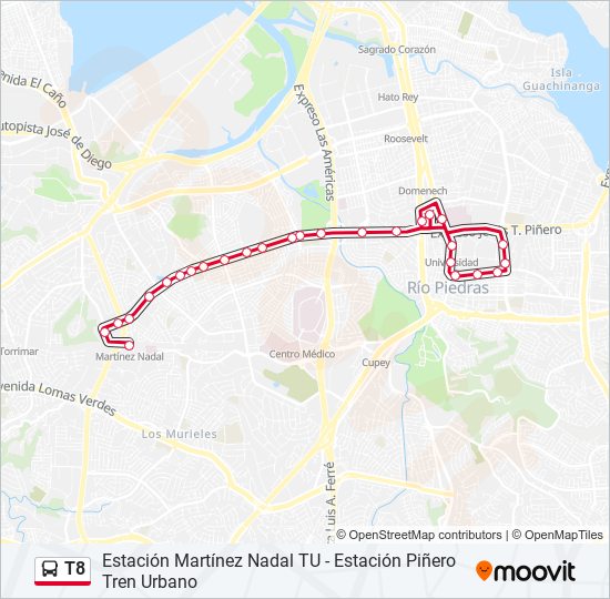 Mapa de T8 de autobús