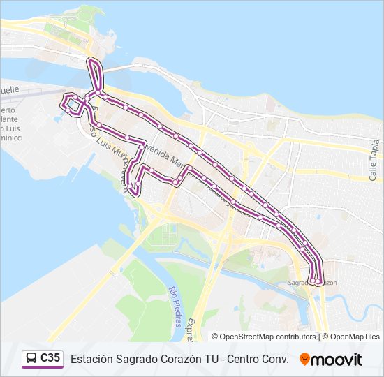 Mapa de C35 de autobús