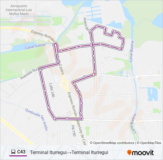 Mapa de C43 de autobús