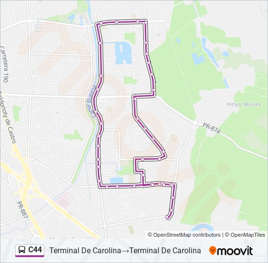 Mapa de C44 de autobús