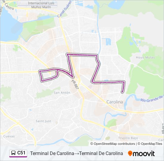 Mapa de C51 de autobús